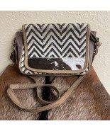 Myra Bag Artistic Chevron Cowhide Shoulder Handbag Crossbody Western Bag... - $26.89