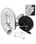 4&quot; Inline Exhaust Fan W/ Leather Sleeve +4&quot; x 33&#39; Flexible Ducting Hose ... - $1,655.29 MXN