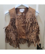 Forever21 Women Fringed Cowboy Cowgirl Brown Suede Vest western SZ M Pre... - $360.56 MXN