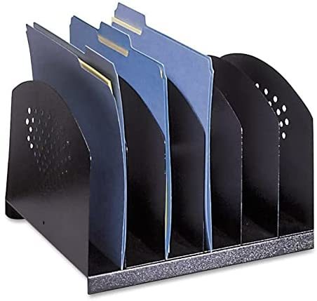 Safco Products 3155Bl Steel Desk Organizer Rack With 6 Vertical Sections, Black - £41.42 GBP