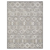 2&#39; X 4&#39; Gray And Ivory Southwestern Stain Resistant Indoor Outdoor Area Rug - $1,002.77 MXN