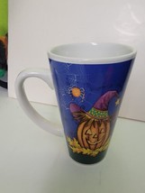 Vintage Halloween Tall Coffee Mug Tea Cup Pumpkin Jack O Lantern - £22.35 GBP