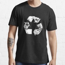  Recycle (Distressed - White) Men&#39;s Black Cotton T-Shirt - £16.92 GBP