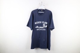 Vintage 90s Streetwear Mens 2XL Distressed Neebish Island Michigan T-Shi... - £23.70 GBP