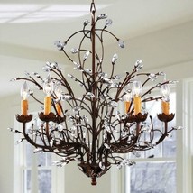 Antique Bronze 6-light Crystal and Iron Chandelier - €419,64 EUR