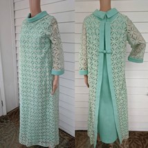 60s Mod Gown Seafoam Mint Green Pastel Dress Vintage S - £90.60 GBP