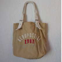Aeropostale 1987 Beige Tote Bag Cotton Buckle Lined Reusable Washable Y2... - $14.93