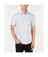 Michael Kors Men&#39;s Solid Stretch Button-Front Shirt Blue M B4HP - $54.17 CAD