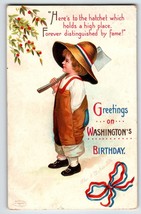 George Washington Birthday Postcard Ellen Clapsaddle Child With Axe 1913 Emboss - £14.43 GBP