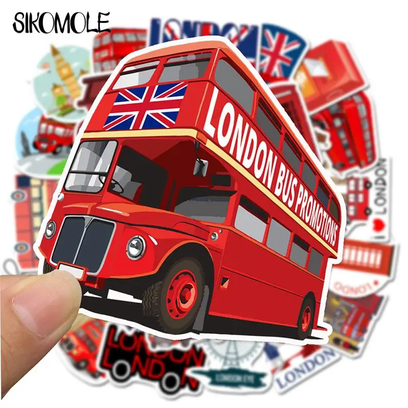 Play 10/30/50PCS Cartoon Red Bus Phone Booth London Sticker DIY Play Case Suitca - £23.18 GBP