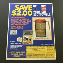 VTG 1982 ScotTowels Rubbermaid 4-Cup Mix &#39;N Measure FREE Catalog Ad Coupon - £14.90 GBP