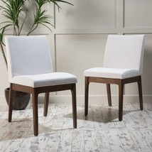 Christopher Knight Home Kwame Fabric / Walnut Finish Dining Chairs 2-Pcs... - £141.46 GBP