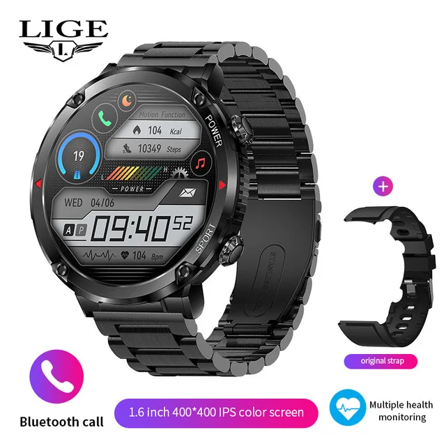 Smart Watch Men Waterproof Blood Pressure Full Round Screen Outdoor Smar... - $80.38