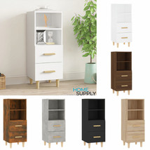 Modern Wooden Narrow Sideboard Storage Cabinet Unit With 2 Drawers Shelves Wood - £46.43 GBP+