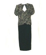Scott McClintock Maxi Dress Black Velvet Gown Gold Embroidered Cut Out Women - $38.75