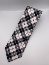 Tommy Hilfiger Men&#39;s Traditional Tartan Silk Tie Plaid Design Black Whit... - £13.87 GBP