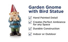 with Bird Yard Statue Decoration Tall Outdoor Garden Gnome, 12&quot;, Multicolor - £78.68 GBP