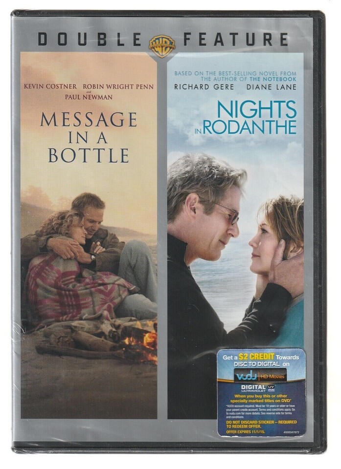 Message in a Bottle / Nights in Rodanthe (DVD Movie, 2014, Kevin Costner) - $6.88