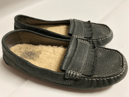 UGG Womens Lonna Genuine Sheepskin Slip On Leather Black Moccasins Shoes Size 7 - £13.32 GBP