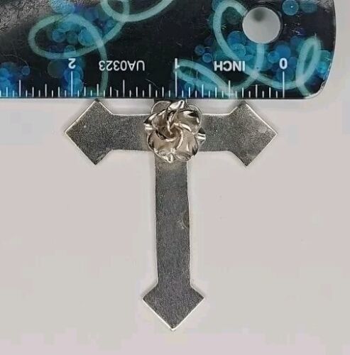 Silver 925 Cross Crucifex Pendant Charm Rose Item image 3
