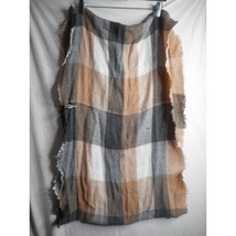 Cream Beige Grey Infinity Scarf  21 x 33 inches block motif - $119.07 MXN