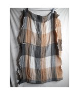 Cream Beige Grey Infinity Scarf  21 x 33 inches block motif - $119.07 MXN