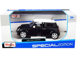 Mini Cooper Matt Black With White Top 1/24 Diecast Model Car By Maisto - £29.62 GBP