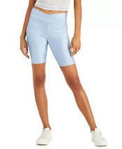 Womens Bike Shorts High Rise Crossband Solid Blue Fog Small JENNI $21 - NWT - £4.23 GBP