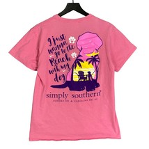 Simply Southern Women&#39;s Pink Graphic T-Shirt M Beach Theme Crew Neck Cotton - £17.01 GBP
