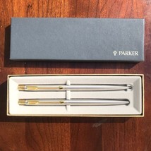 Parker Stainless Steel Gold Arrow Trim Ball Point Pen Mechanical Pencil ... - $22.72