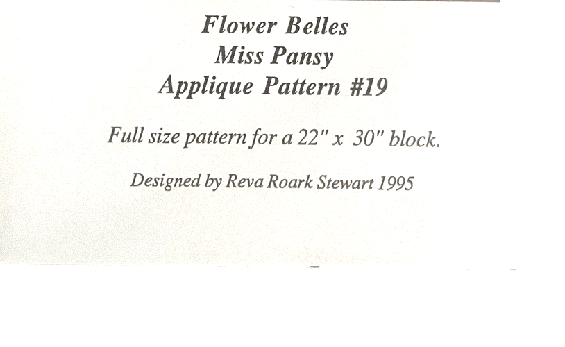 Reva Roark Stewart Applique PATTERN 19 Miss Pansy Flower Belles Item image 5