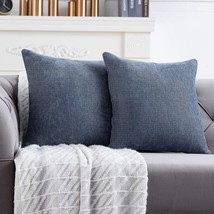 Set Of 2 Solid Rustic Farmhouse Decorative Throw Pillow Covers, 18X18 Inch. - £32.36 GBP