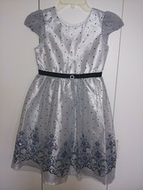JONA MICHELLE GIRL&#39;S SS PARTY/DRESS SILVER/BLUE SPARKLES12-NWOT-LINED W/... - £10.28 GBP