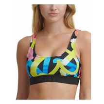 DKNY Women&#39;s Black Graffiti Scoop Neck Swimsuit Top Bralette Size M Logo... - $29.65