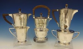 International Sterling Silver Tea Set 6pc w/Teak Handles Modernism (#0482) - £5,533.82 GBP
