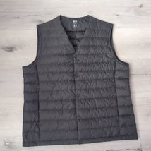 UNIQLO Light Puffer Down Vest Men&#39;s Medium Collarless Snap Front Running/Casual - $23.76