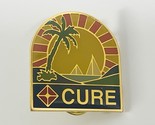 CURE Lapel Pin Sail Boat Sailboat Palm Tree Sunrise Island Vacation - $9.89