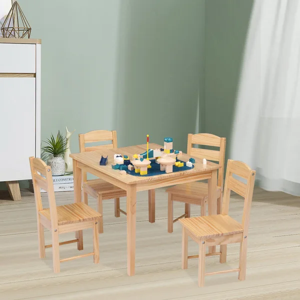 Solid Wooden Table And Chair Set for Children Furniture Pine (One Table With - £198.79 GBP