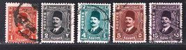 EGYPT 1936-37 Very Fine Used Stamps Set Scott # 191/196  &quot; King Fuad &quot; - £2.04 GBP
