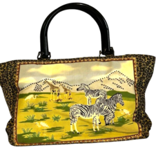 Retro VTG St. John’s Bay SAFARI Purse Sequins &amp; Beaded Shoulder Bag Zebr... - $411.64 MXN