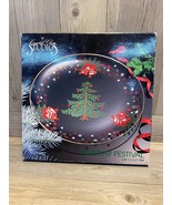 Crystal Clear Studios Holiday Festival 24k Gold Rim Round 12” Platter #2... - £13.48 GBP