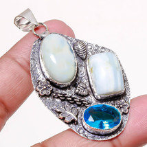 Blue Opal London Blue Topaz Gemstone Handmade Gift Pendant Jewelry 2.60" SA 770 - £4.76 GBP
