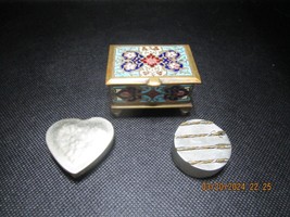 Set of trinket boxes, cloisonne, heart and round shapes lot [95d] - £23.65 GBP