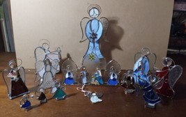 Stained Glass Metal 3D Angels Instrument Player Nativity 14pc Christmas Ornament - $153.94