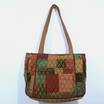 Vintage Patchwork Quilted Shoulder Bag Purse Victorian Heart Autumn Red Green - £20.65 GBP