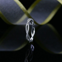 Eternity Ring 0.40Ct Diamond Twisted Shank Wedding Band 14k White Gold Size 6.5 - £201.05 GBP