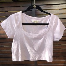 Madewell Crop Top Womens Medium SuperCrop Shirt Scoop Neck Pale Pink - £10.24 GBP