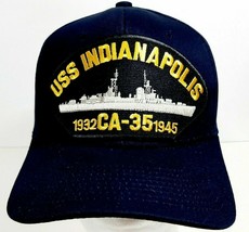 Uss Indianapolis CA-35 Patch Hat Baseball Cap Adjustable Navy Blue - £9.93 GBP