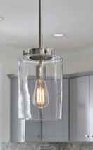HDC-Mullins 1-Light Brushed Nickel Mini Pendant with Clear Glass Shade - $42.74