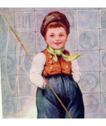 Made In Germany Dutch Boy Wooden Shoes Antique 1909 Postcard - $13.45